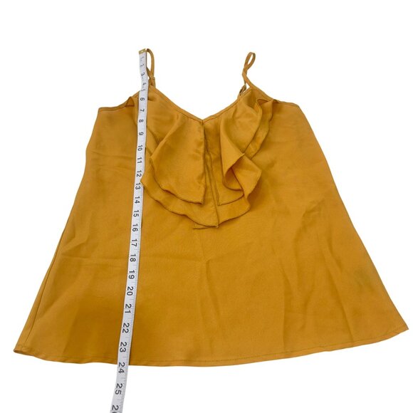 Vintage Timing Y2K Musthard Yellow Ruffle Front Cami Top Women SZ Medium - Picture 6 of 9